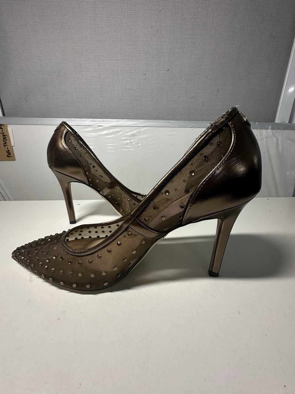 Sam Edelman Women's Hazel Mesh Pump Bronze Metallic Glitz Sz 9.5 Medium